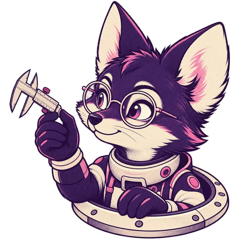 Spectacled fox checking precision from the right